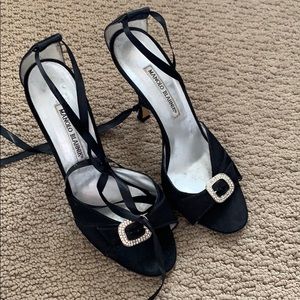 Manolo Blahnik heels/sandals in sateen